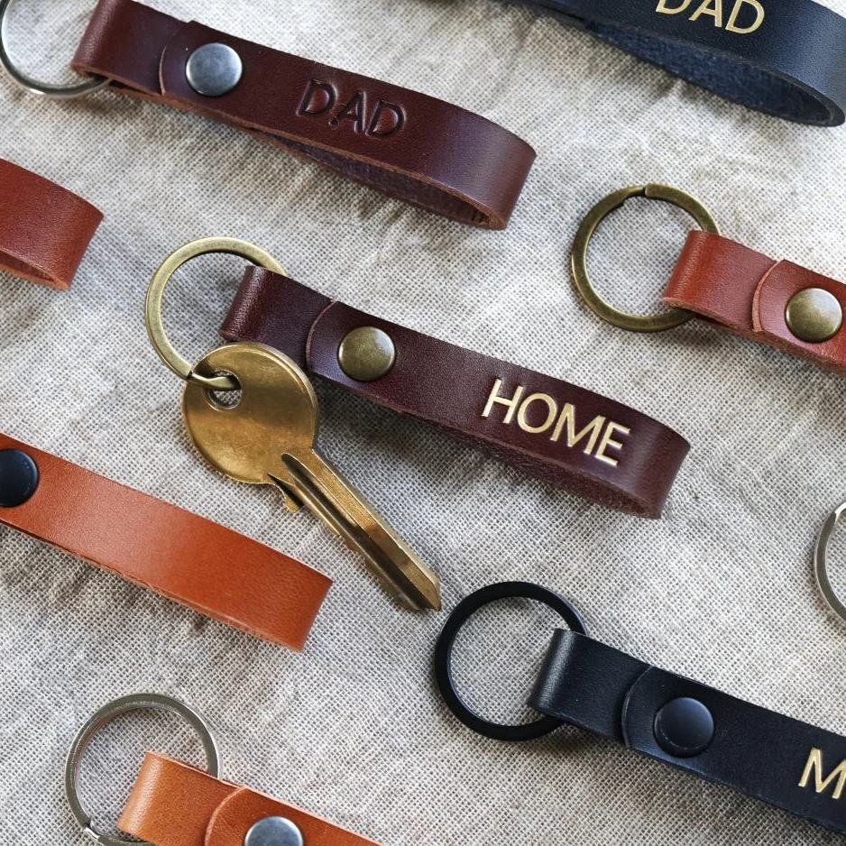 Custom Leather Keychain Home
