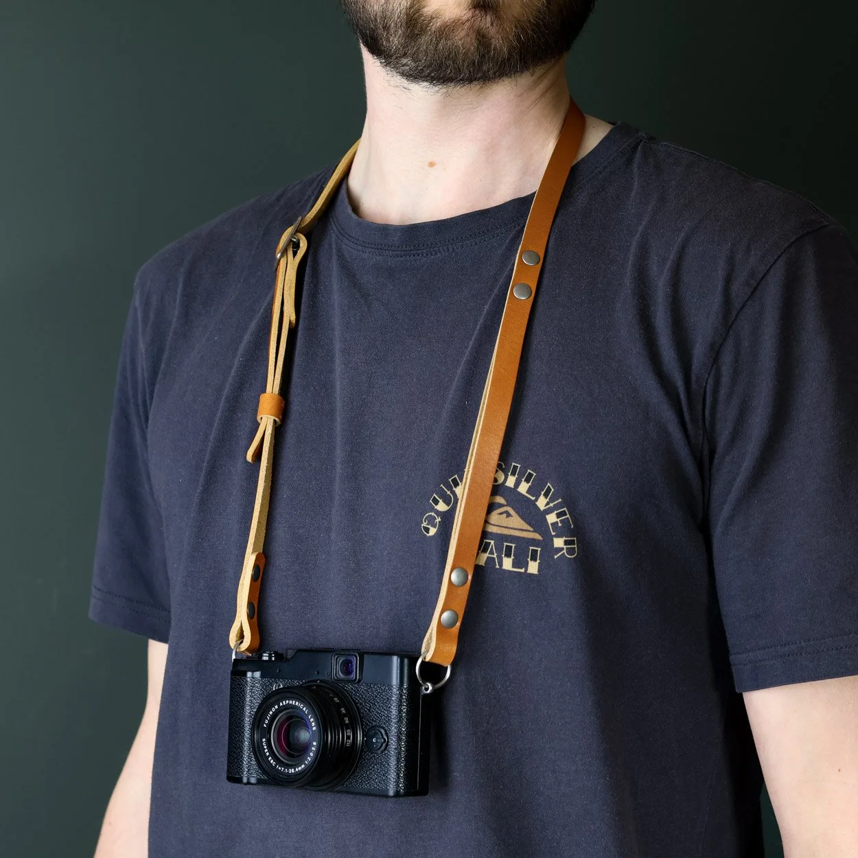 Summit adjustable leather camera strap whiskey