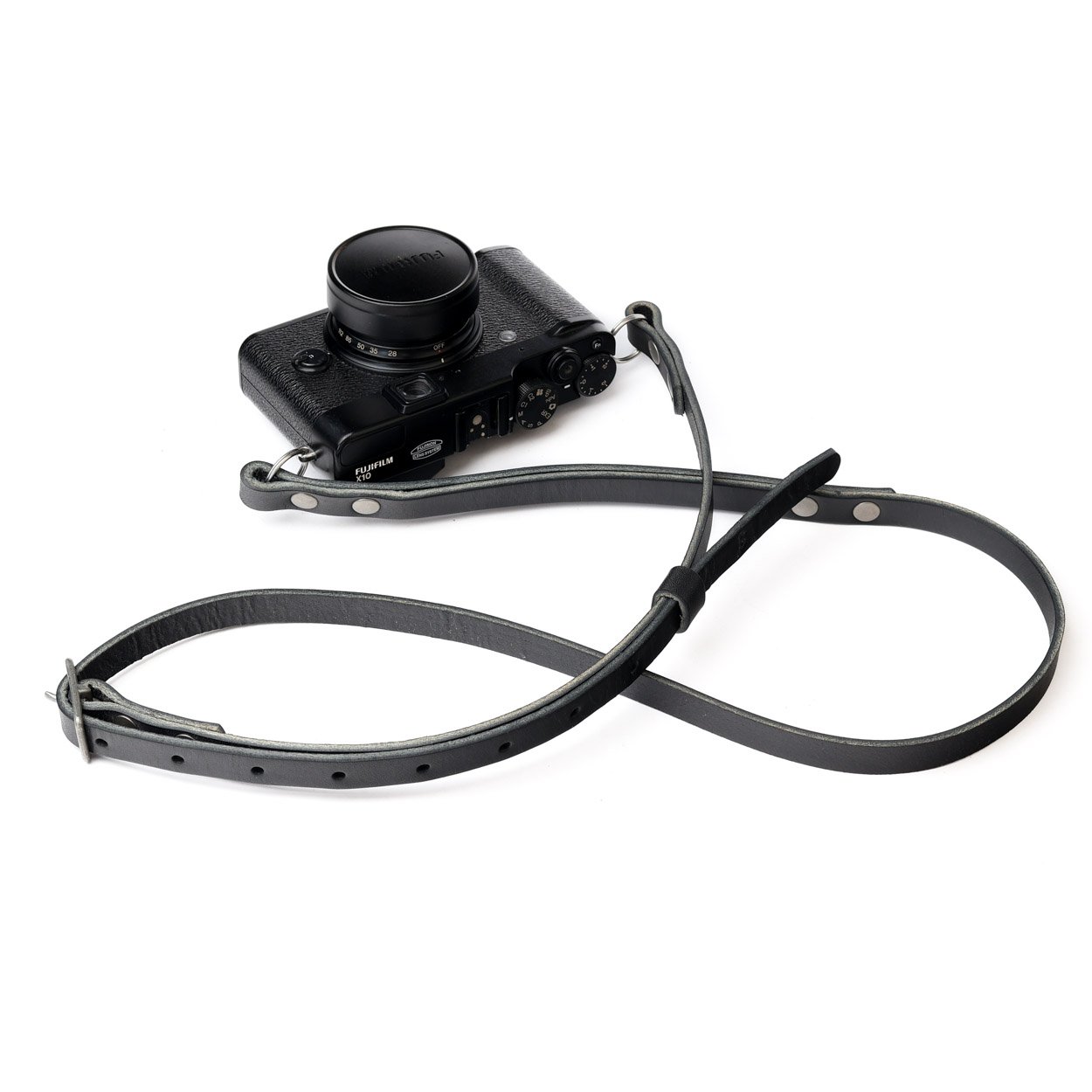 Black leather camera strap fujifilm