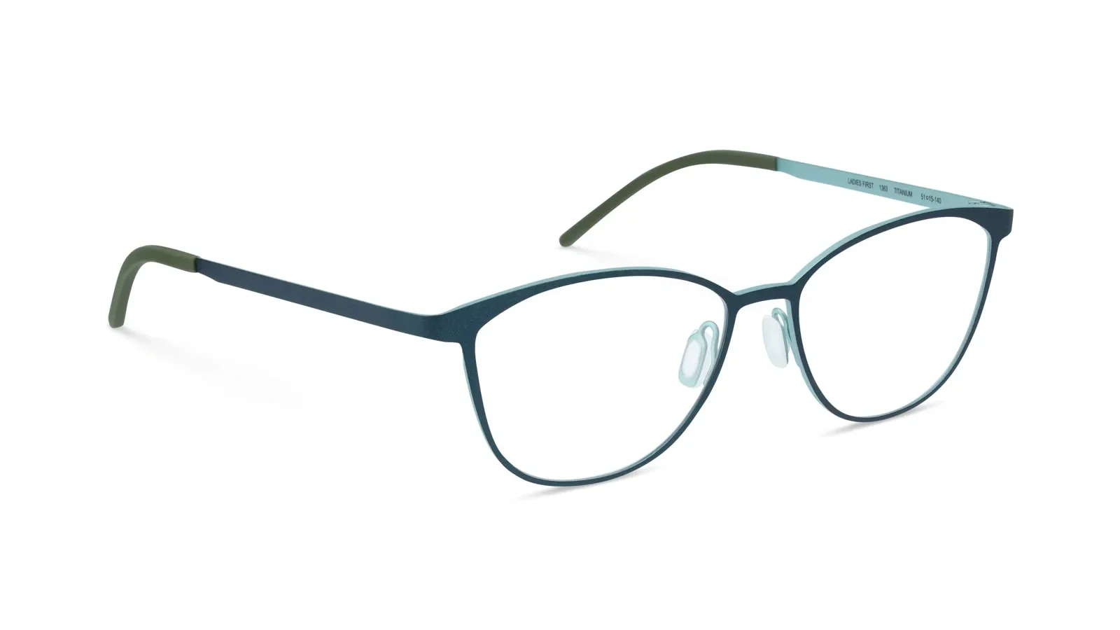 Minimalist eyeglasses with thin metal frame in teal