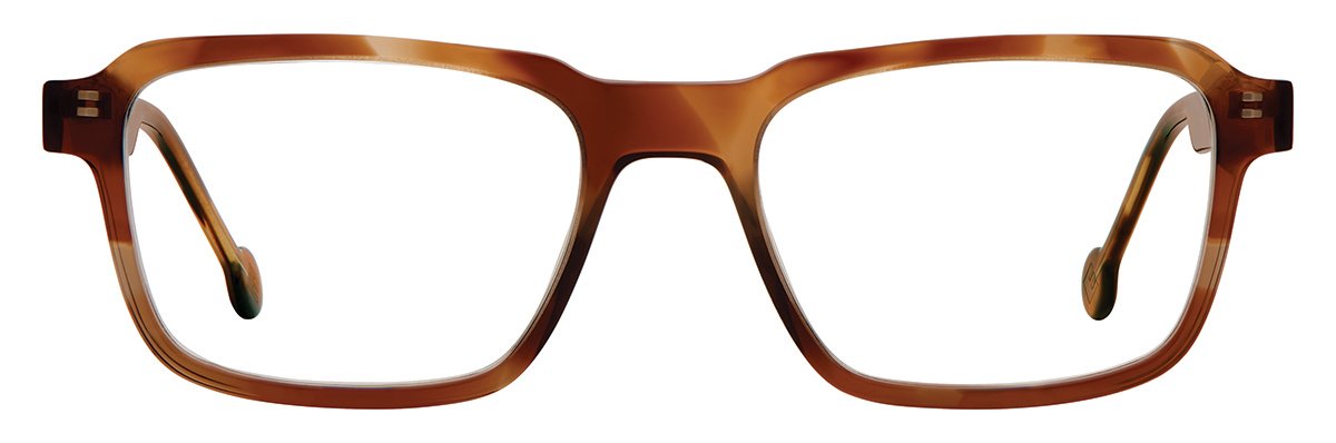 Mottled brown, rectangle shape eyeglasses.