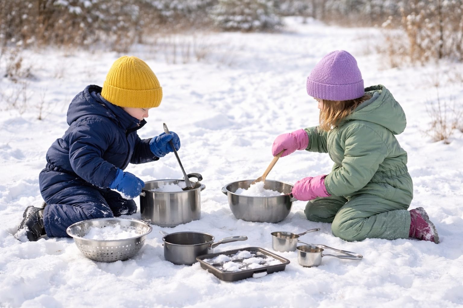 Photo of two children playing in the snow with pts for Insight Eye Care blog post.