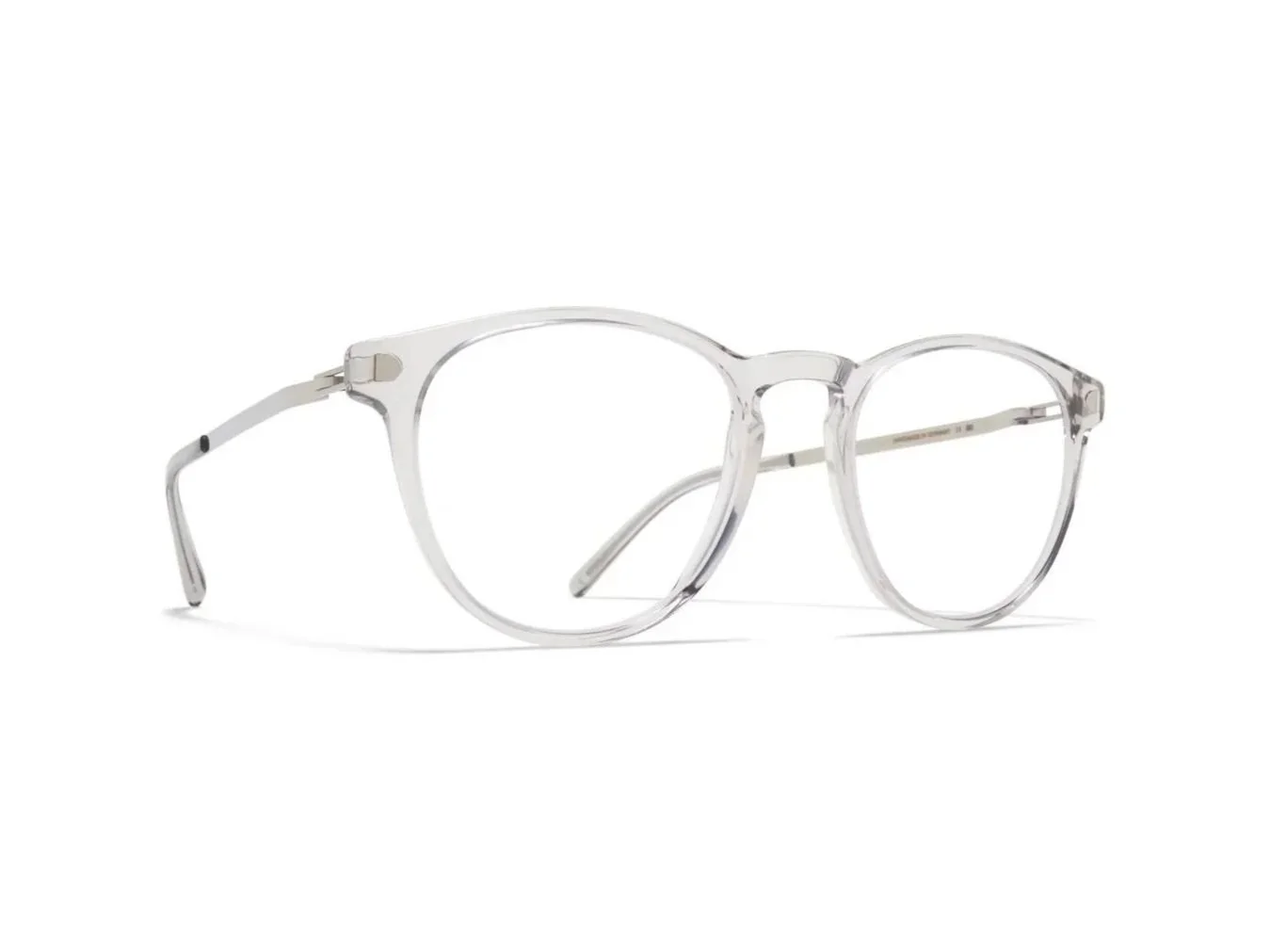 Clear Gray frames with silver temples
