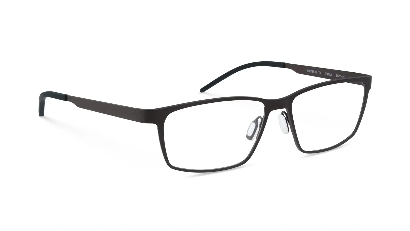 Brown metal rectangular eyeglasses with a bold temple