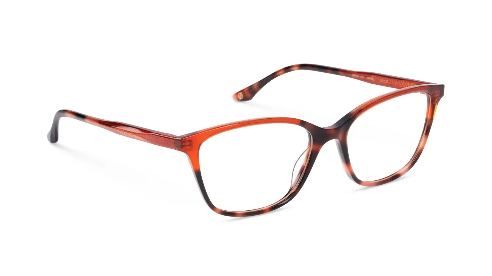 Orange multicoloured classsic cat-eye frame with clear lenses