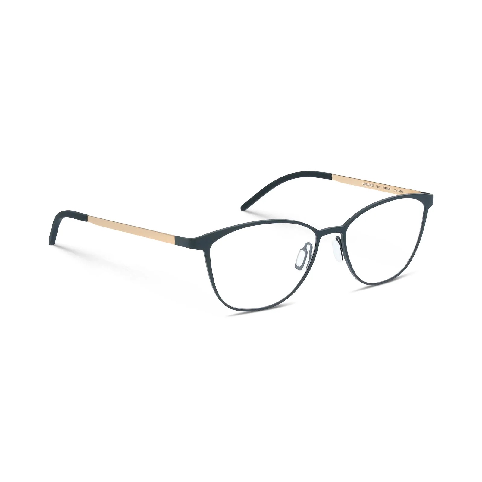 Minimalist eyeglasses with thin metal frame in black and gold