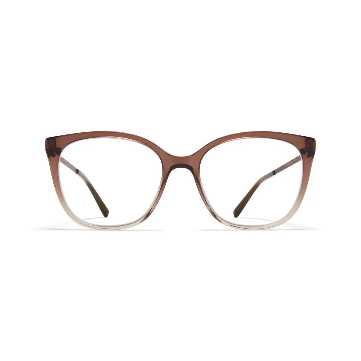 Brown gradient eyeglasses with a subtle cat-eye shape