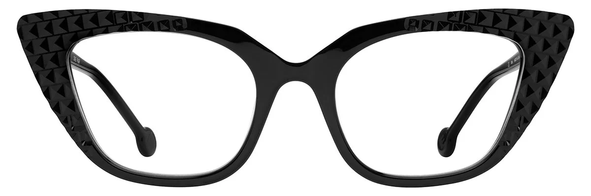 Bold, textured cat-eye frame in black