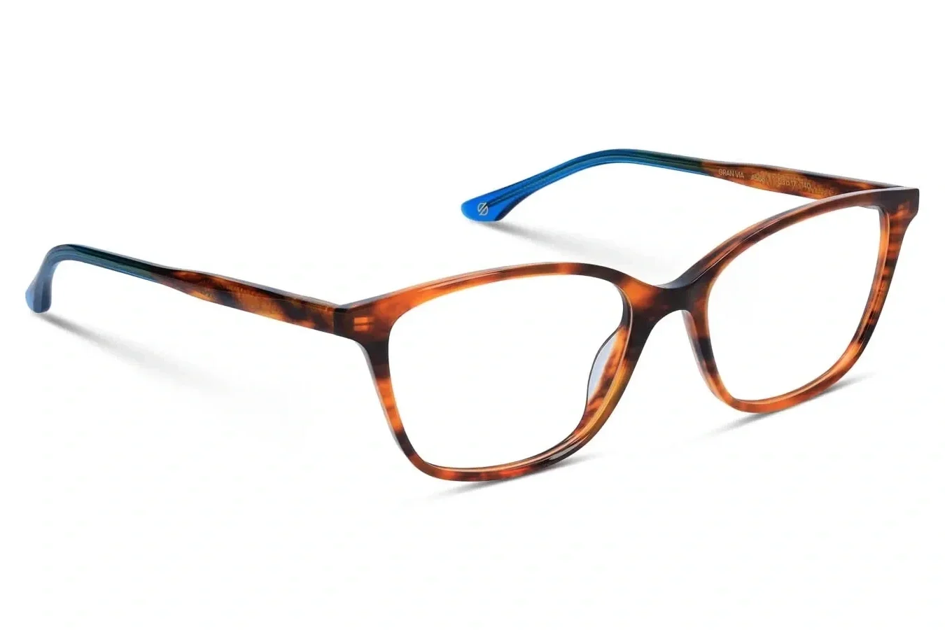 Classsic cat-eye frame in tortoiseshell print with clear lenses