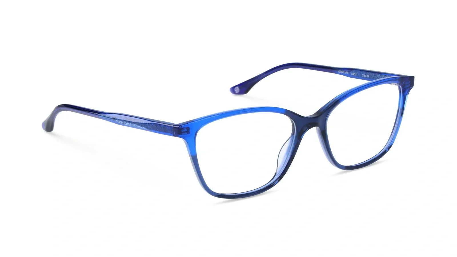 Blue multicoloured classsic cat-eye frame with clear lenses