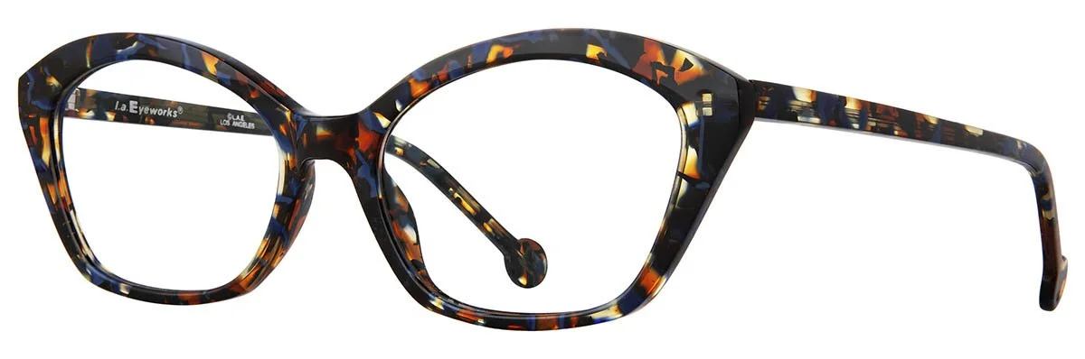 Black print cat-eye glasses with clear lenses
