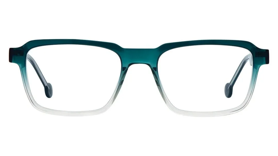 Gradient green to clear rectangle shape eyeglasses