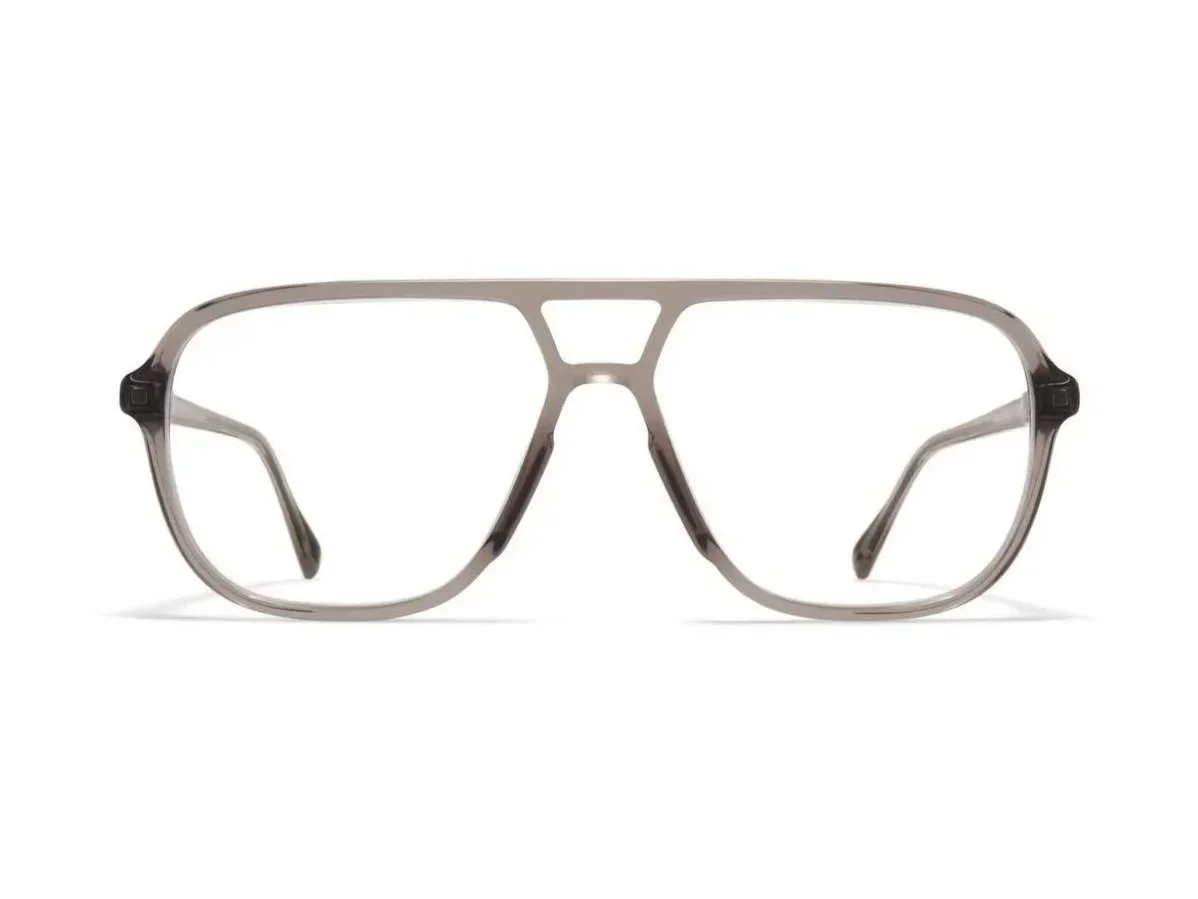 Aviator eyeglasses with a smoky frame on a white background