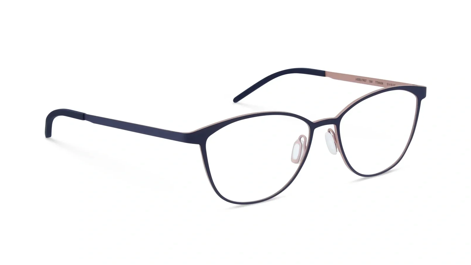 Minimalist eyeglasses with thin metal frame in deep purple and rose gold