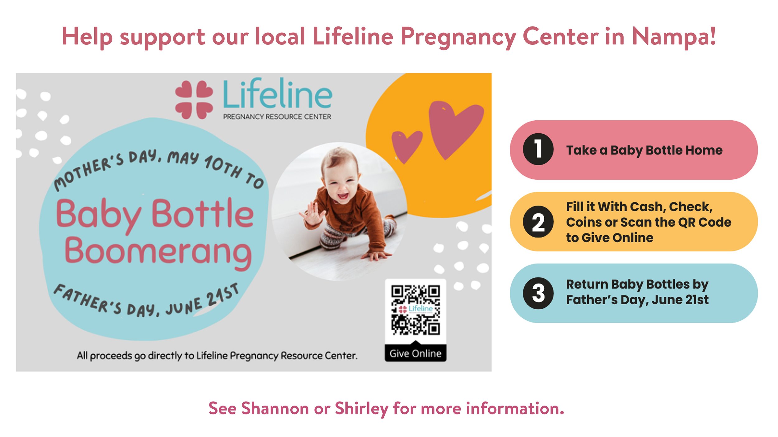 Lifeline Pregnancy Center Baby Bottle Drive