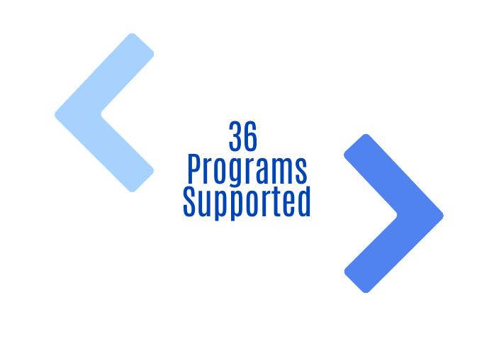 Graphic depicting 36 programs suppported