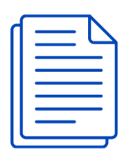 Icon of a blue document with lines representing text and a folded corner.