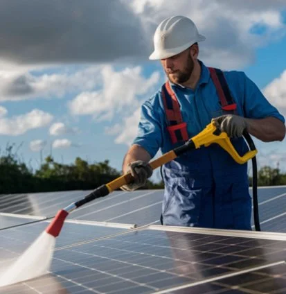 wet cleaning of solar panels