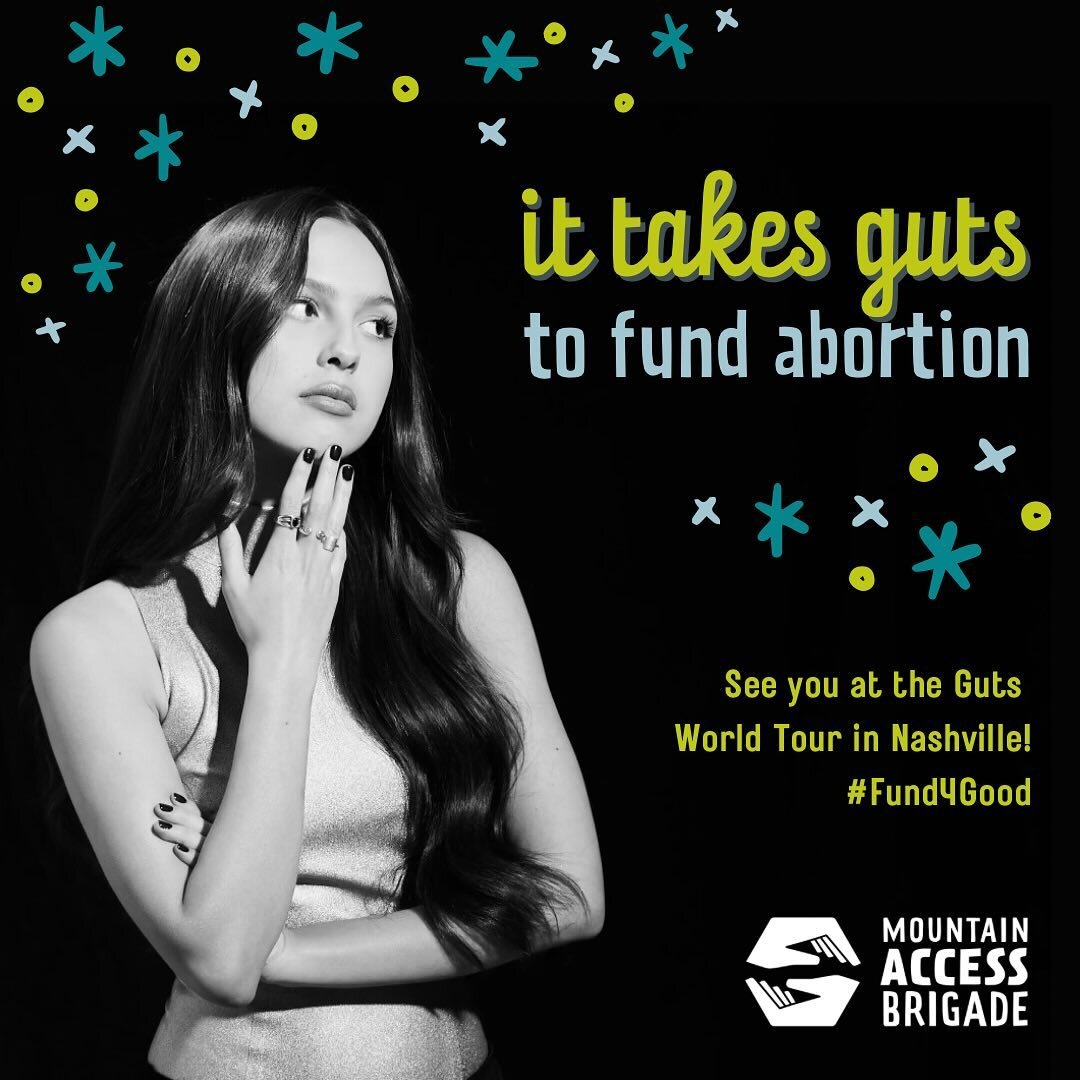 see yall at @oliviarodrigo&rsquo;s #GutsWorldTourNashville tomorrow as she raises awareness and money for local abortion funds at every stop on the US leg of her tour! 🌟 big thanks to olivia and her #Fund4Good project for bringing attention to the i