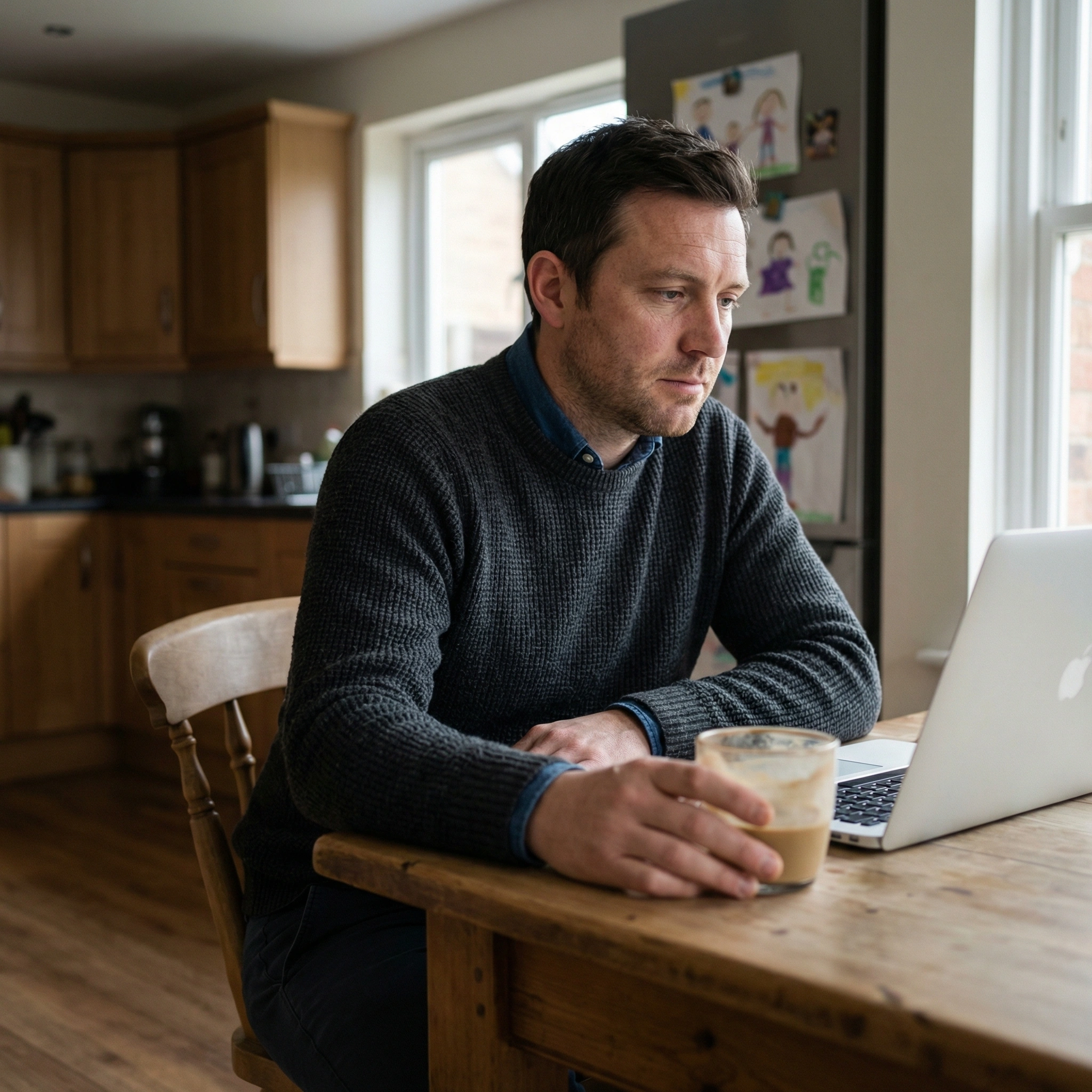 Man comparing men's groups and growth communities from his home office