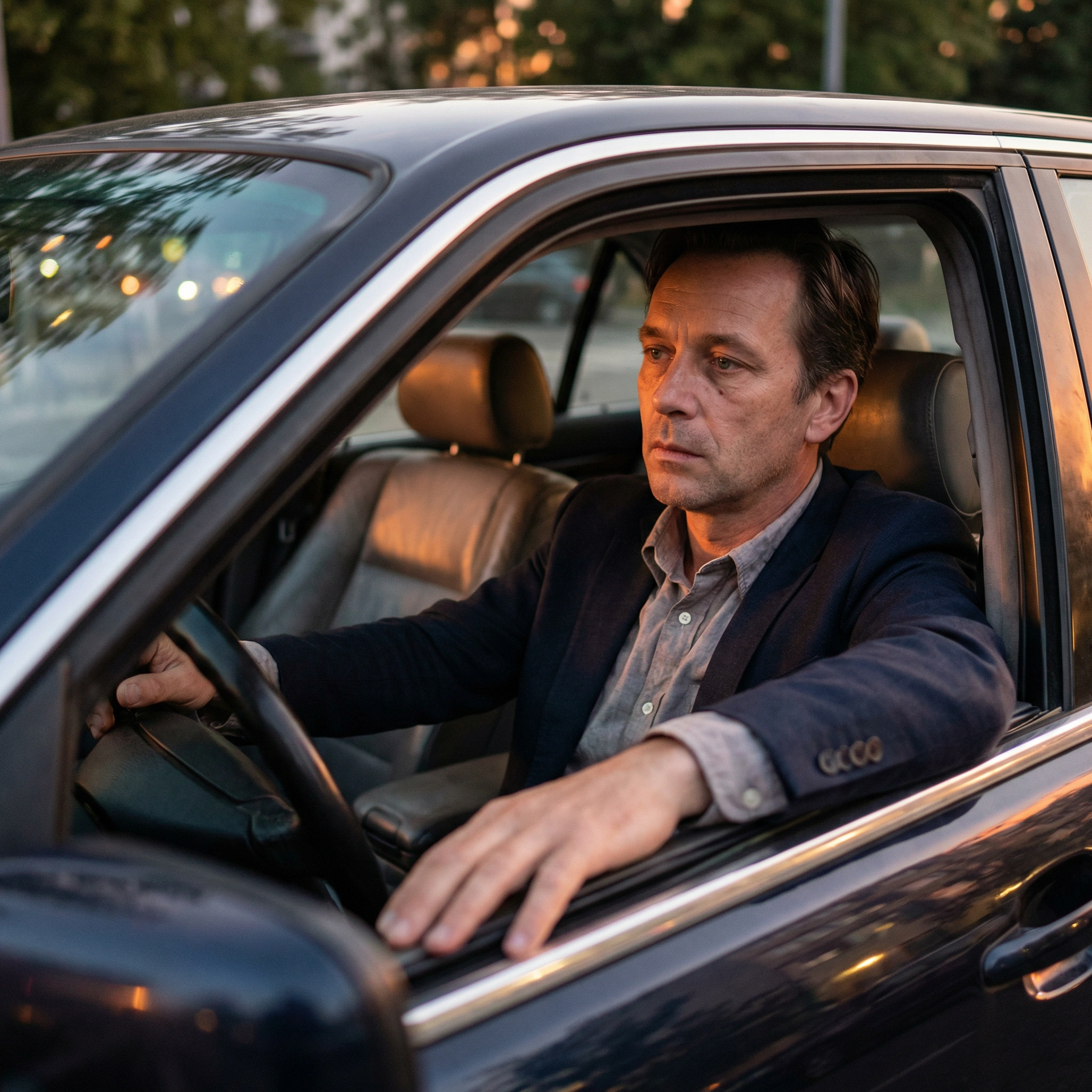 Successful man sitting alone at night showing burnout and isolation before joining Agora Guild, a modern men's group