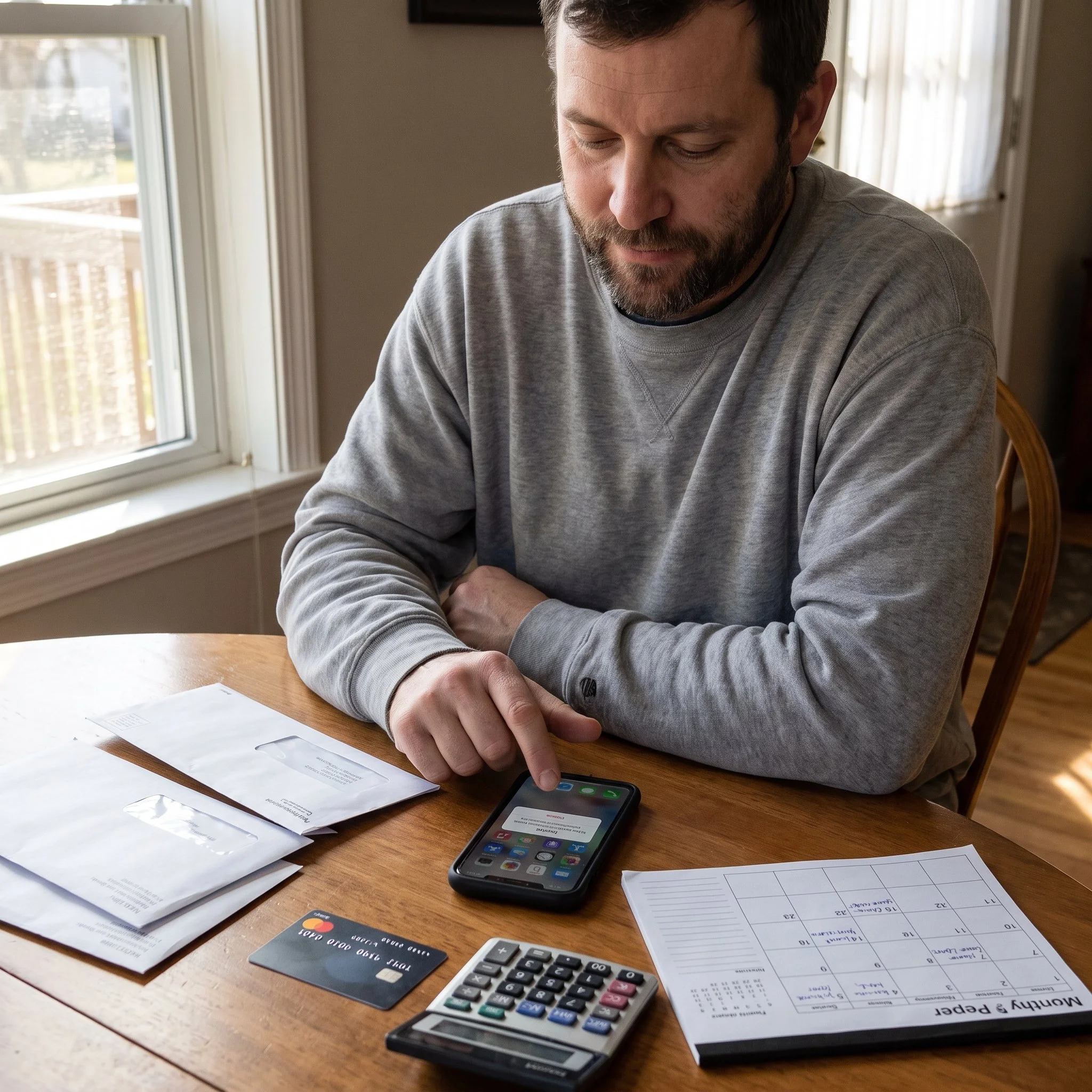Man deleting sports betting apps and creating an honest household financial recovery plan