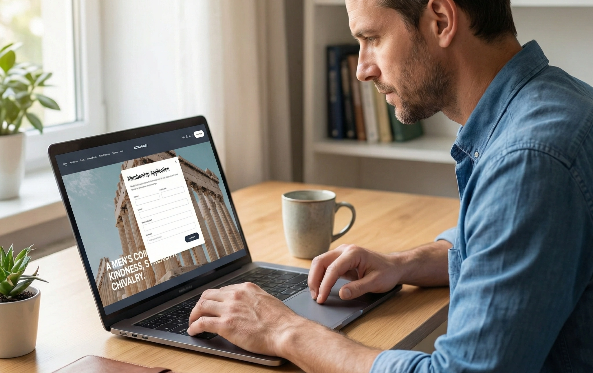 Men exploring Agora Guild website