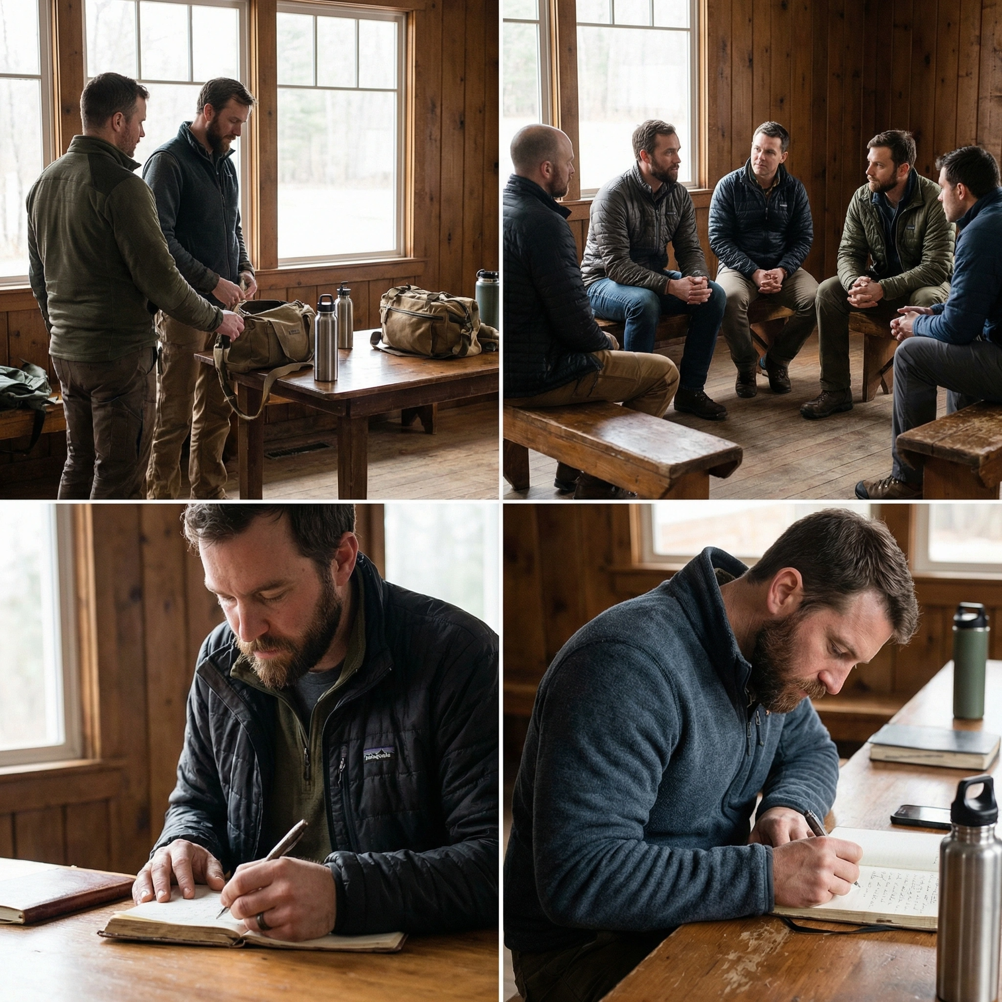 Comparison-style visual of a men's community built around connection, challenge, and accountability