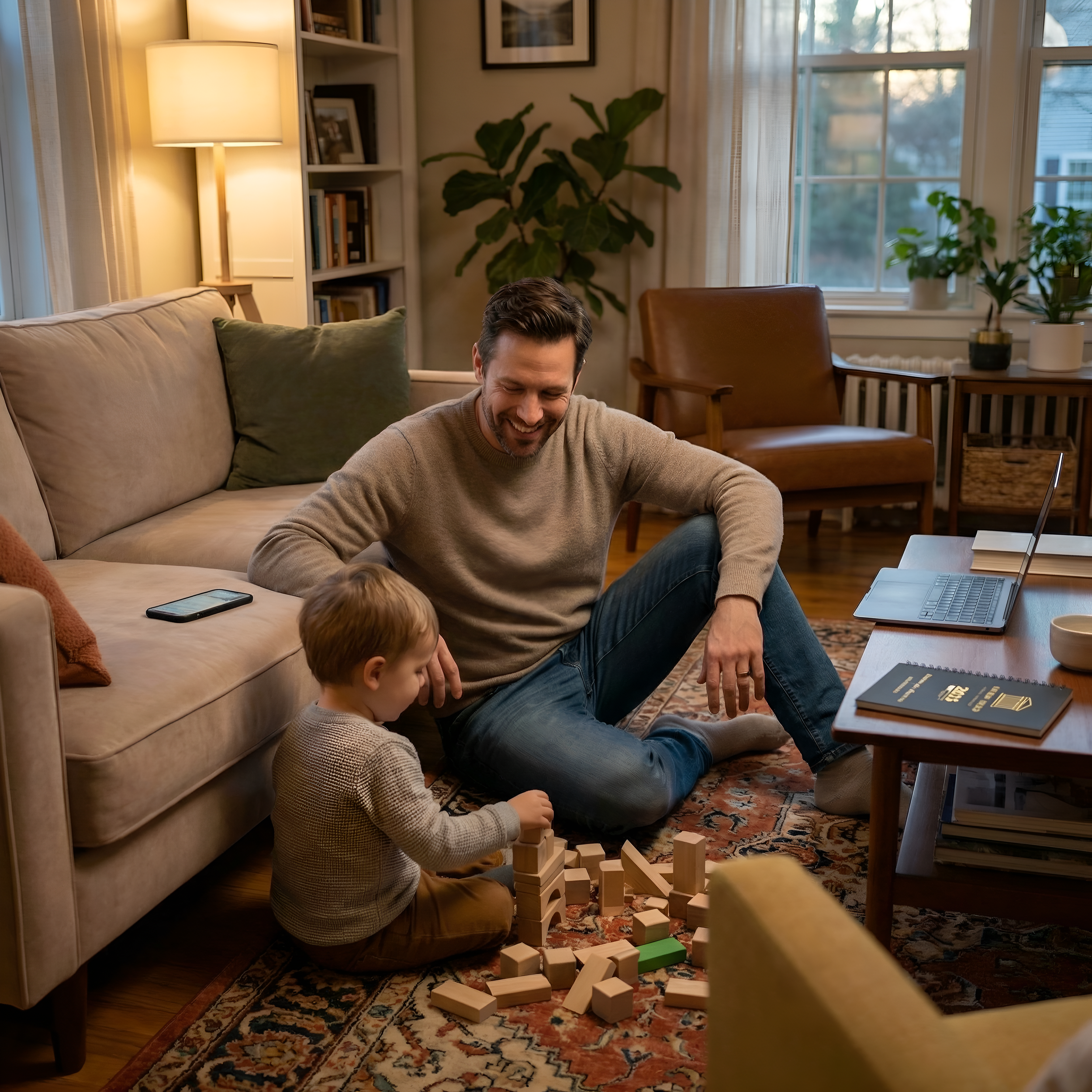 Father spending quality time with his child as a sign of holistic life success