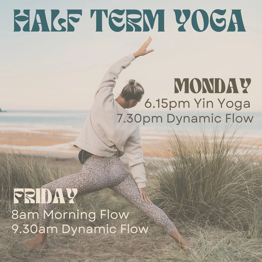 Half Term Yoga in Croyde & Georgeham This Week 🍁
MONDAY @ G’ham Village Hall
🍁6.15pm Yin Yoga 
🍁7.30pm Detox Flow 
FRIDAY @ Croyde Village Hall
🍁8am Early Morning Flow
🍁9.30am Dynamic Flow 
Book in via the 🔗 or send me a message 🧡