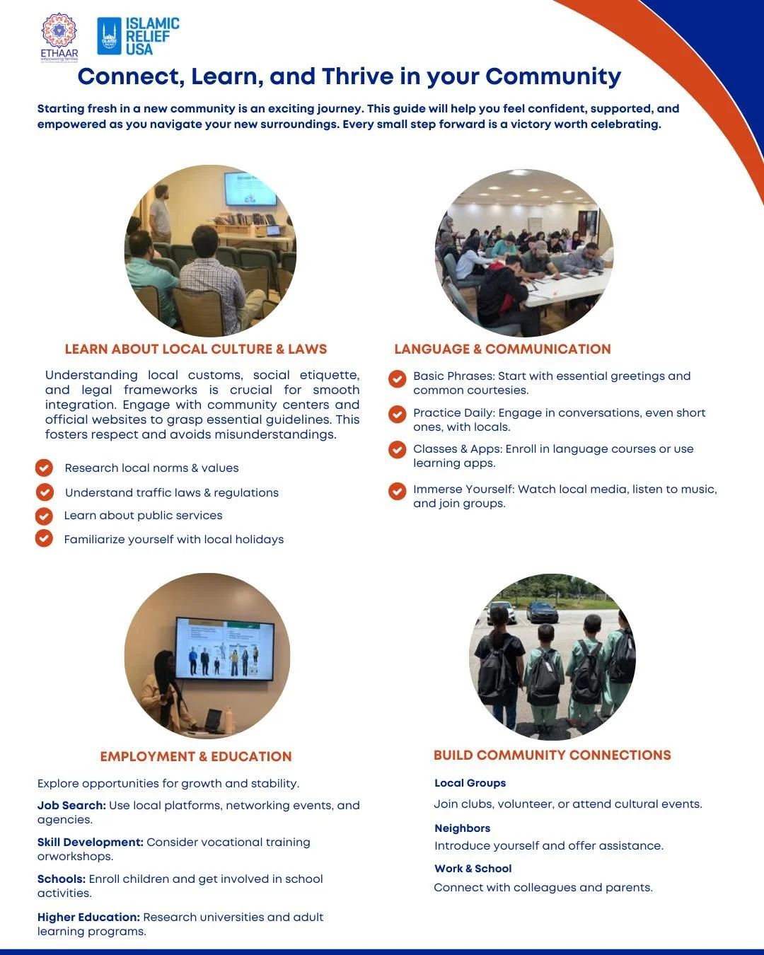 Helping families connect, learn, and thrive in their new communities is at the heart of Ethaar&rsquo;s work.

Through dedicated case management, our team walks alongside newcomers as they navigate every step of integration &mdash; understanding local