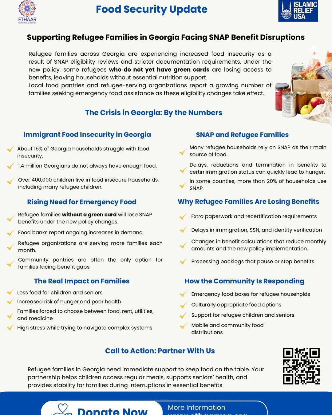 🚨 Food Security Alert in Georgia 🚨

Families across Georgia are losing access to SNAP due to policy changes and documentation delays &mdash; putting thousands at risk of hunger.

📊 The reality:
 &bull; 1.4 million Georgians don&rsquo;t always have