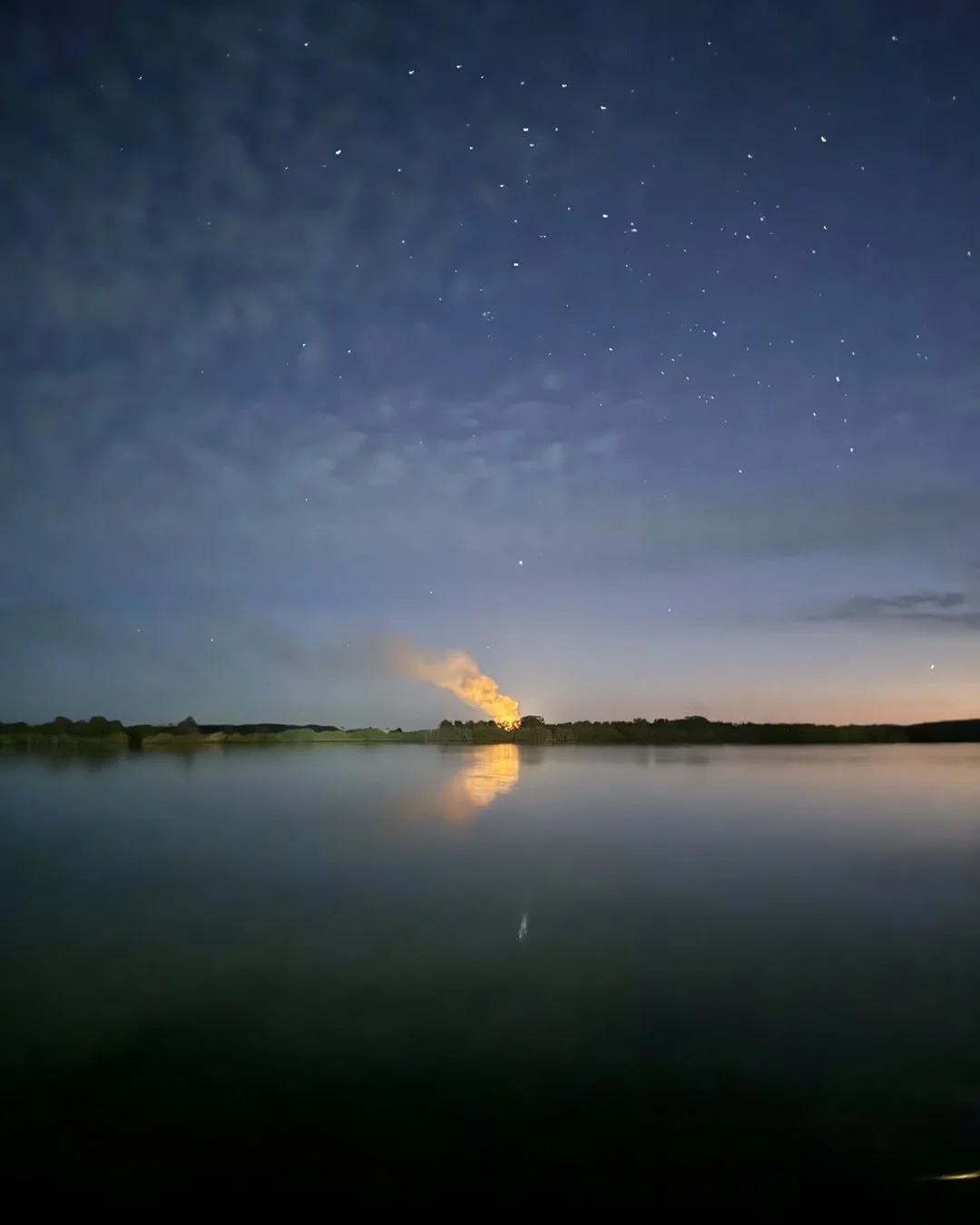 Sugar Cane burn off across the river on a starry night. Northern Rivers NSW so pretty here tonight