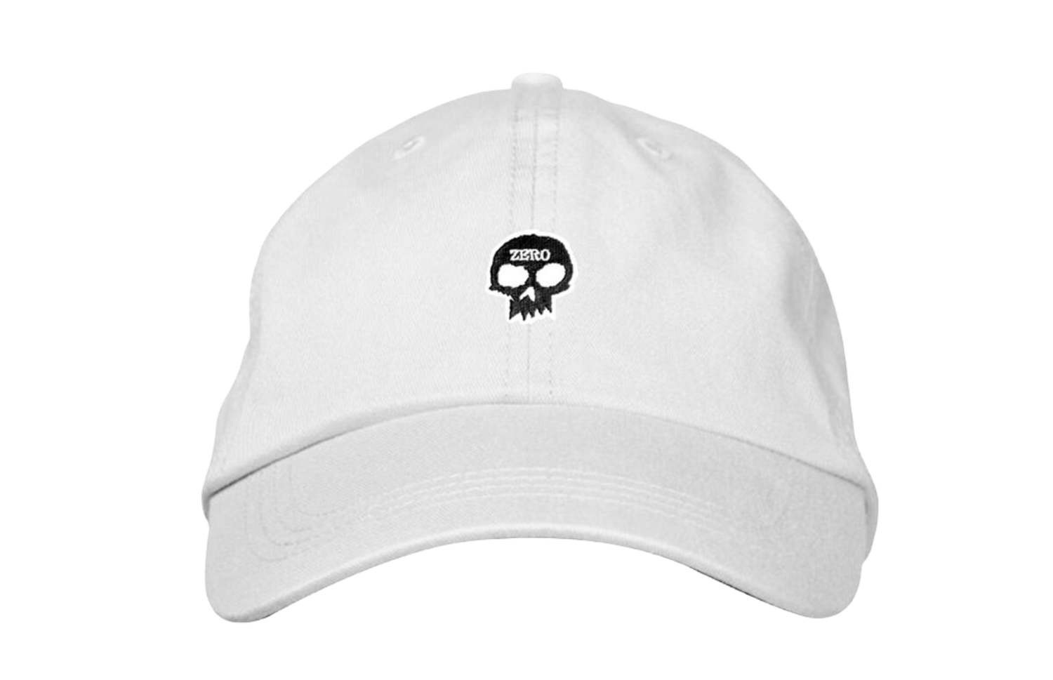 ZERO SINGLE SKULL DAD HAT WHITE.png