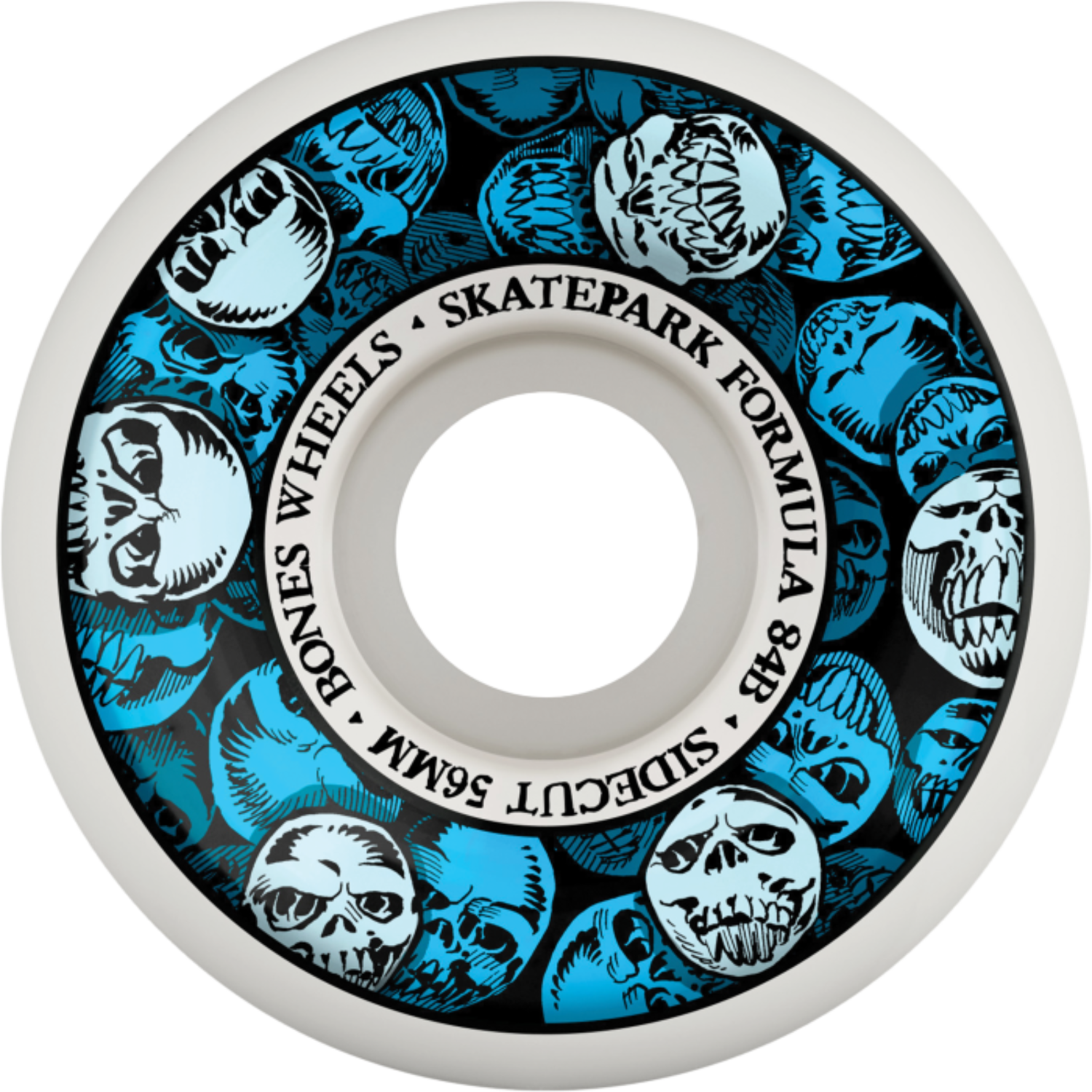 Bones Skatepark Formula P5 Sidecut Skulls 56mm 84b White/Blue (Set of 4)
