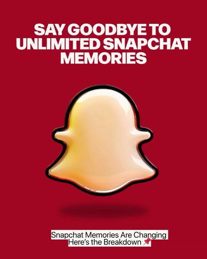 🚨 Snapchat is making a big shift 🚨
Starting next year, free Memories storage will be capped at 5 GB. Anything beyond that will require a paid plan.

Here&rsquo;s what that means for you:
📦 Free Memories: Up to 5 GB
💳 Paid plans: 100 GB, 250 GB, o