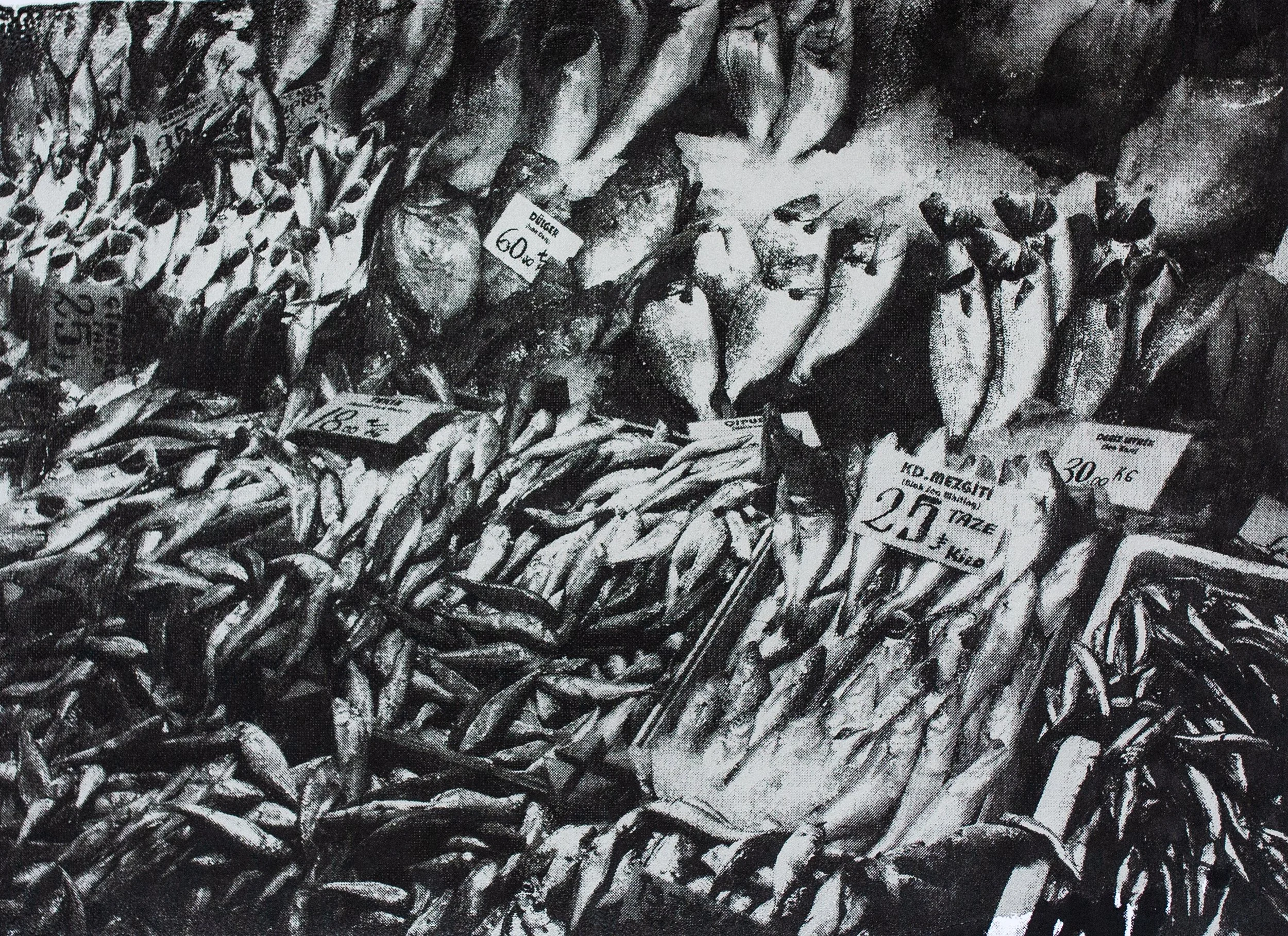 Istanbul Fish Market - screen print on paper