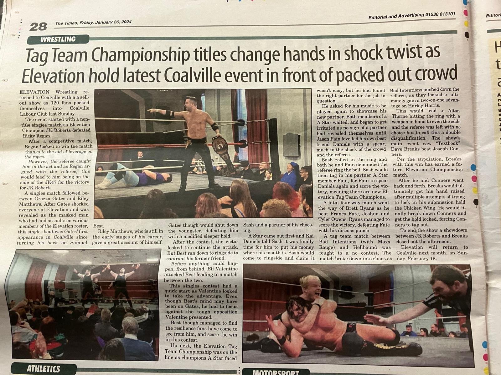 Elevation Wrestling Featured in Coalville Times