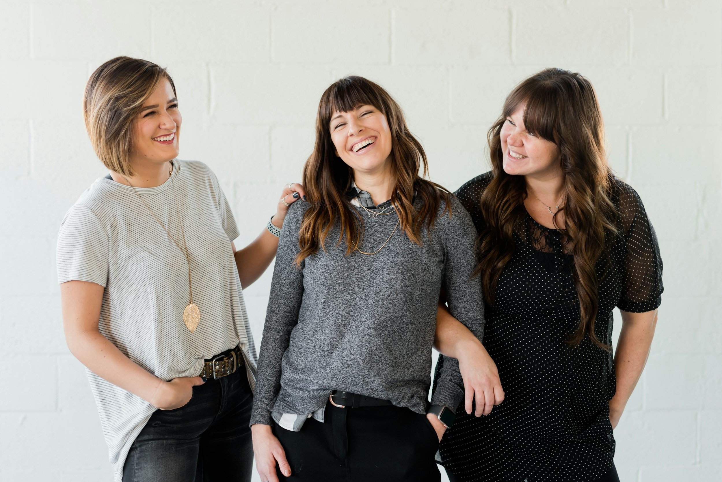 Image of three active women, friendly and happy.