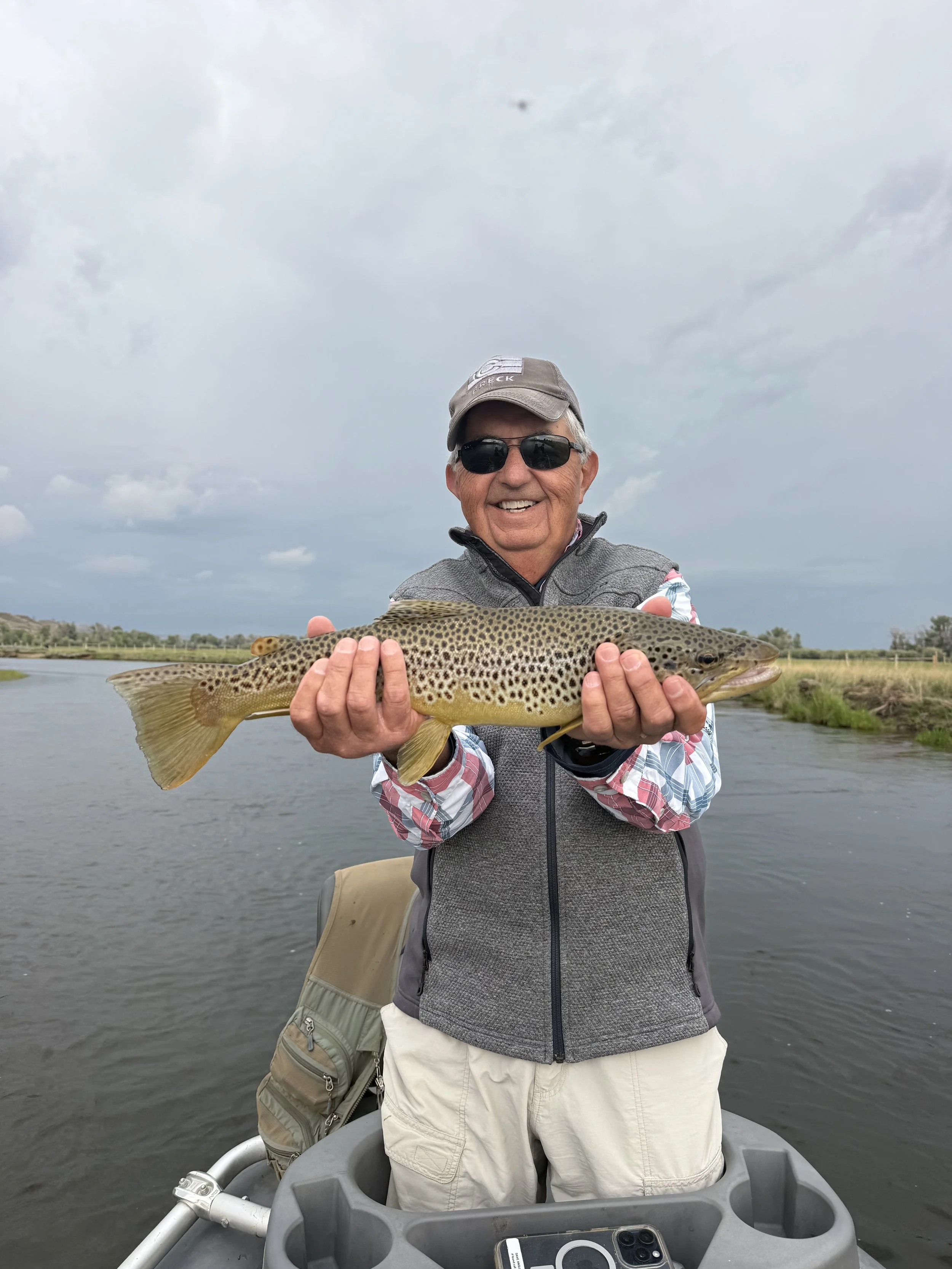 Dry fly fishing trophy Brown trout in Wyoming