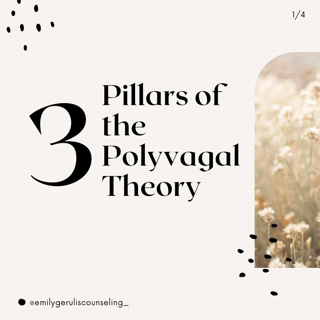 Swipe to read about the 3 pillars of the Polyvagal theory. Our bodies contain so much wisdom and have the infrastructure to heal within. I use the polyvagal theory in sessions when co-regulating with clients and providing education about the autonomi