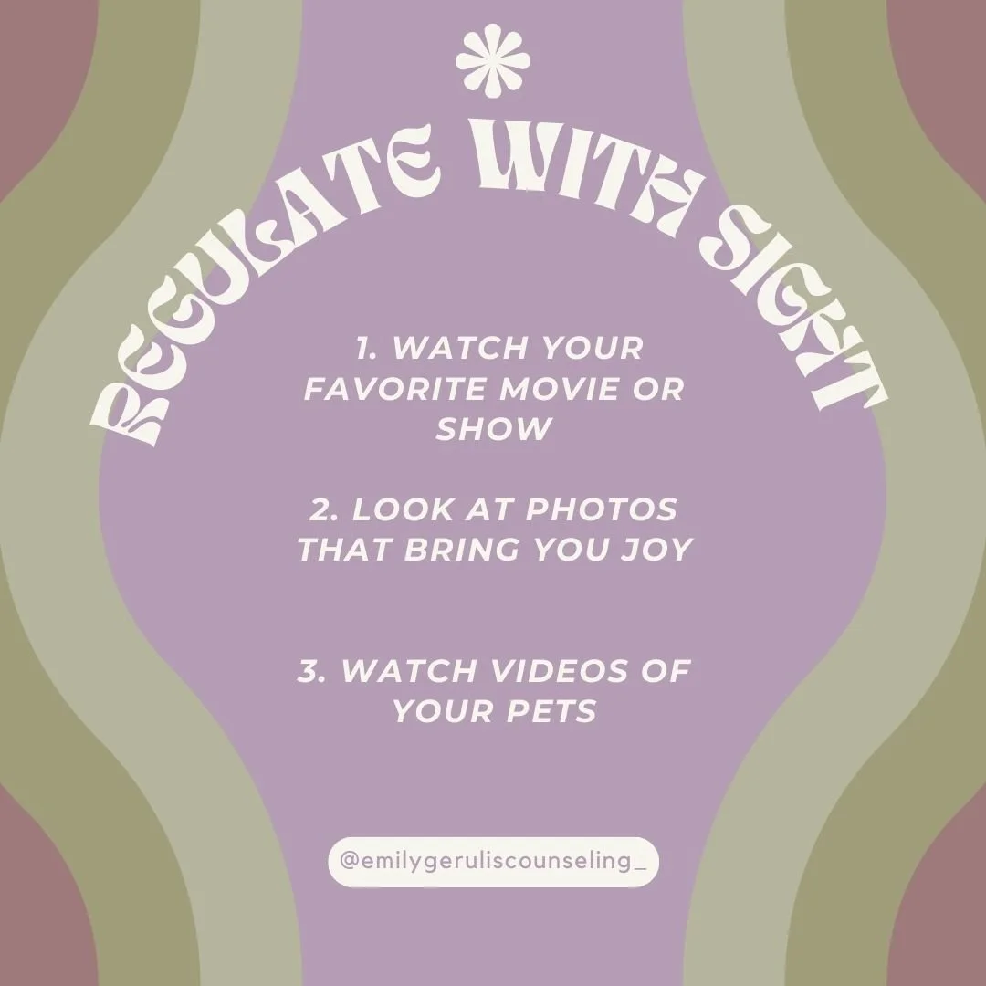 🌟 Welcome to the regulate with your senses series! 

🌟 This series is intended to educate you about ways to calm your nervous system using each of the 5 senses! 

 👀👂🏻👃🏻✋🏻 👅

🌟 First up is Sight!  You can use calming images to help reduce a