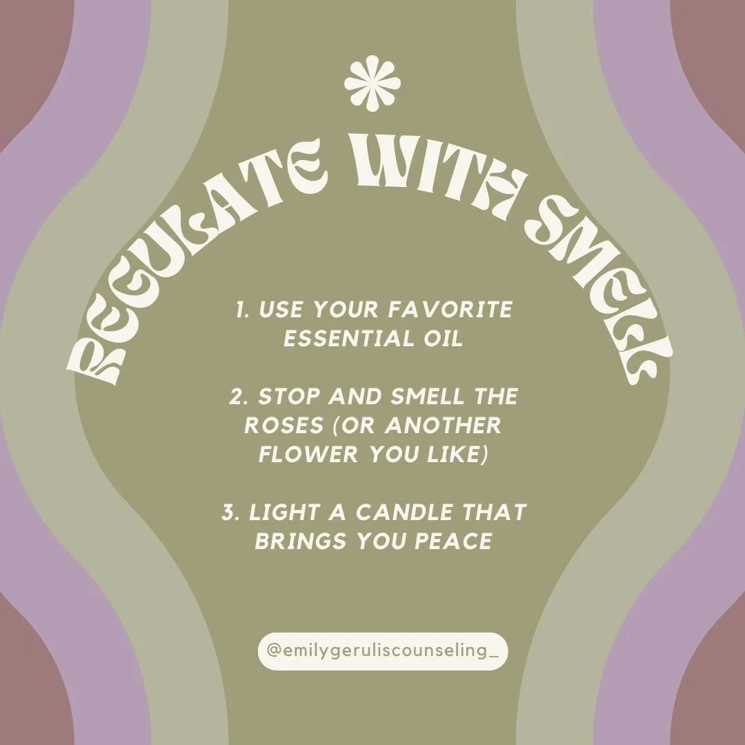 🌟 Welcome back to the regulate with your senses series! 

🌟 This series is intended to educate you about ways to calm your nervous system using each of the 5 senses! 

 👀👂🏻👃🏻✋🏻 👅

🌟 Week 3 is all about Smell! Scents like lavender and sandal