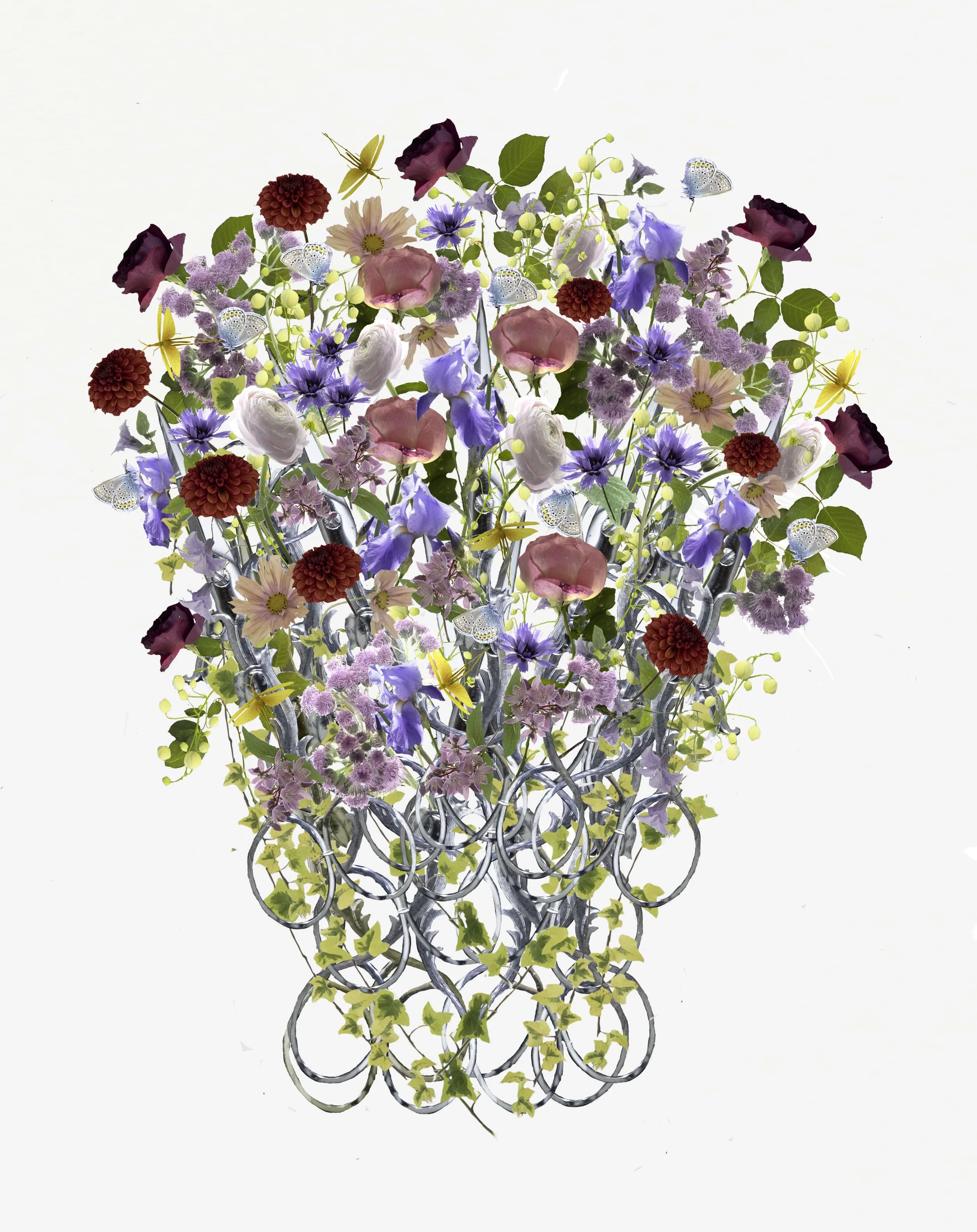 Scissors with cut flowers 
