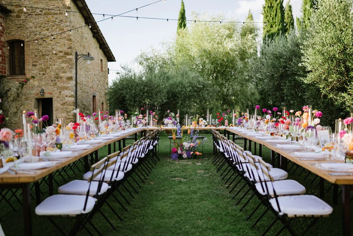 Wedding dinner table in Italy