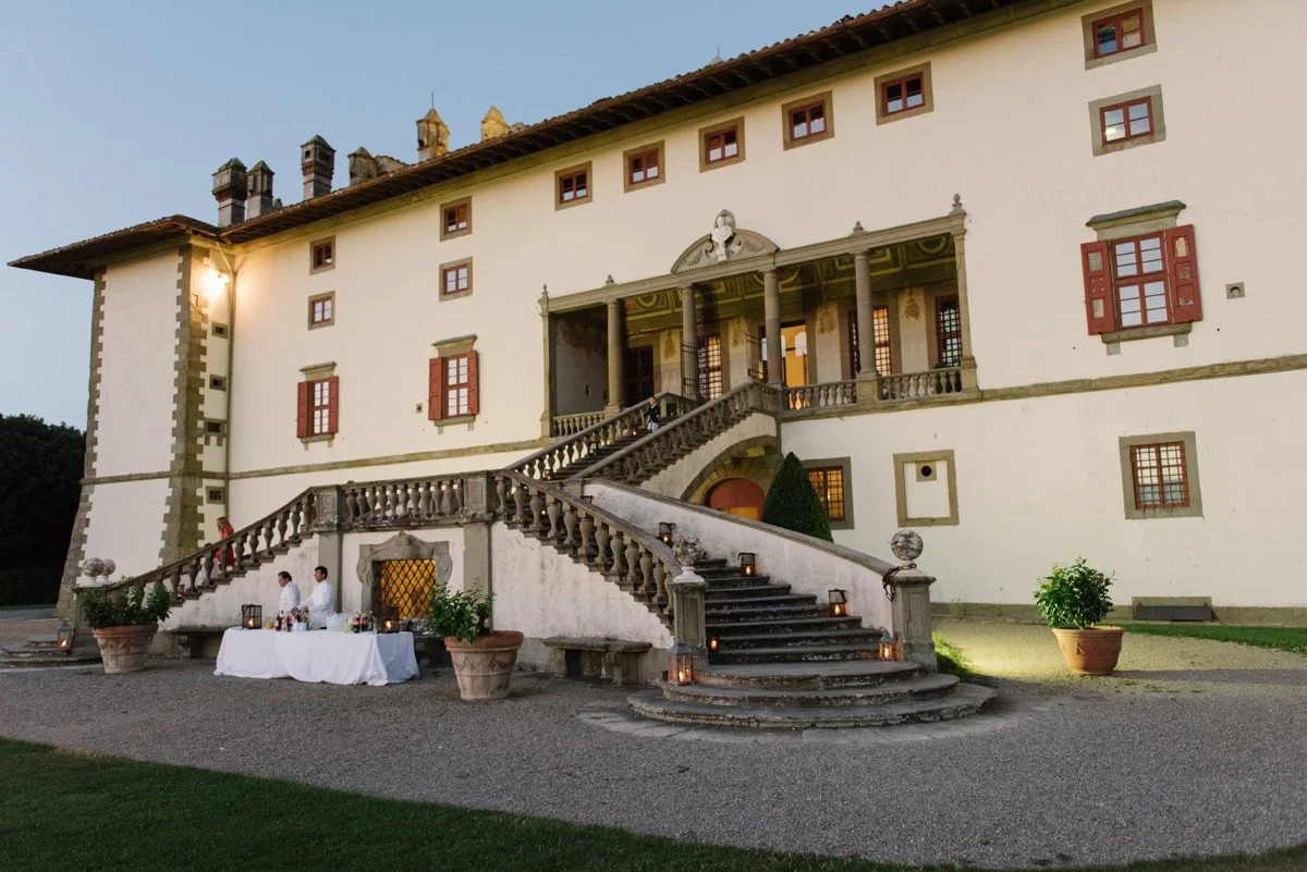 Villa Artimino wedding venue, historic Medici villa overlooking vineyards in Tuscany.