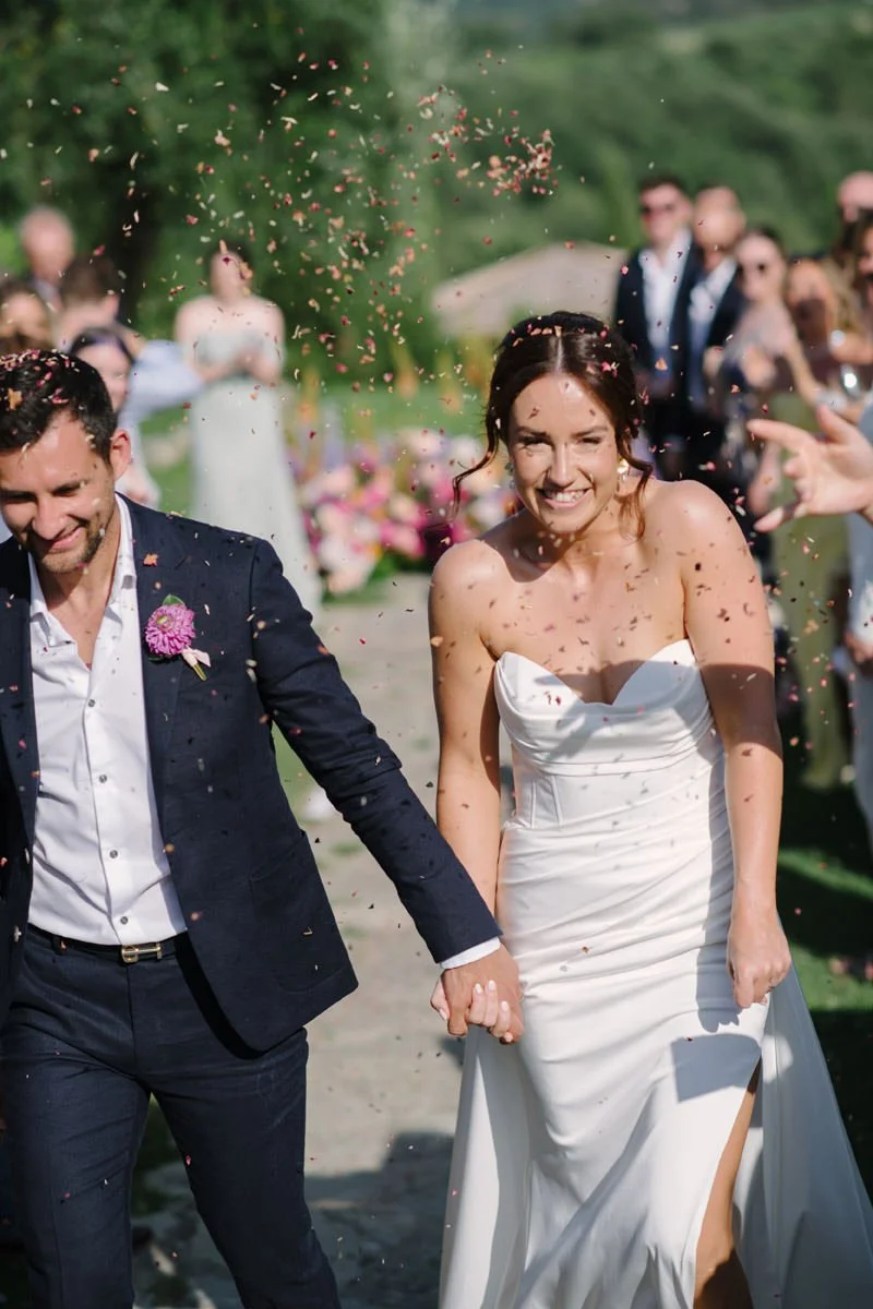 Happy Couple after Italian wedding ceremony at Casa Cornacchi
