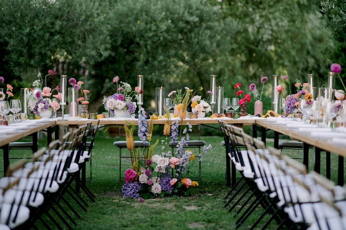 Flower decoration at Tuscany wedding location.