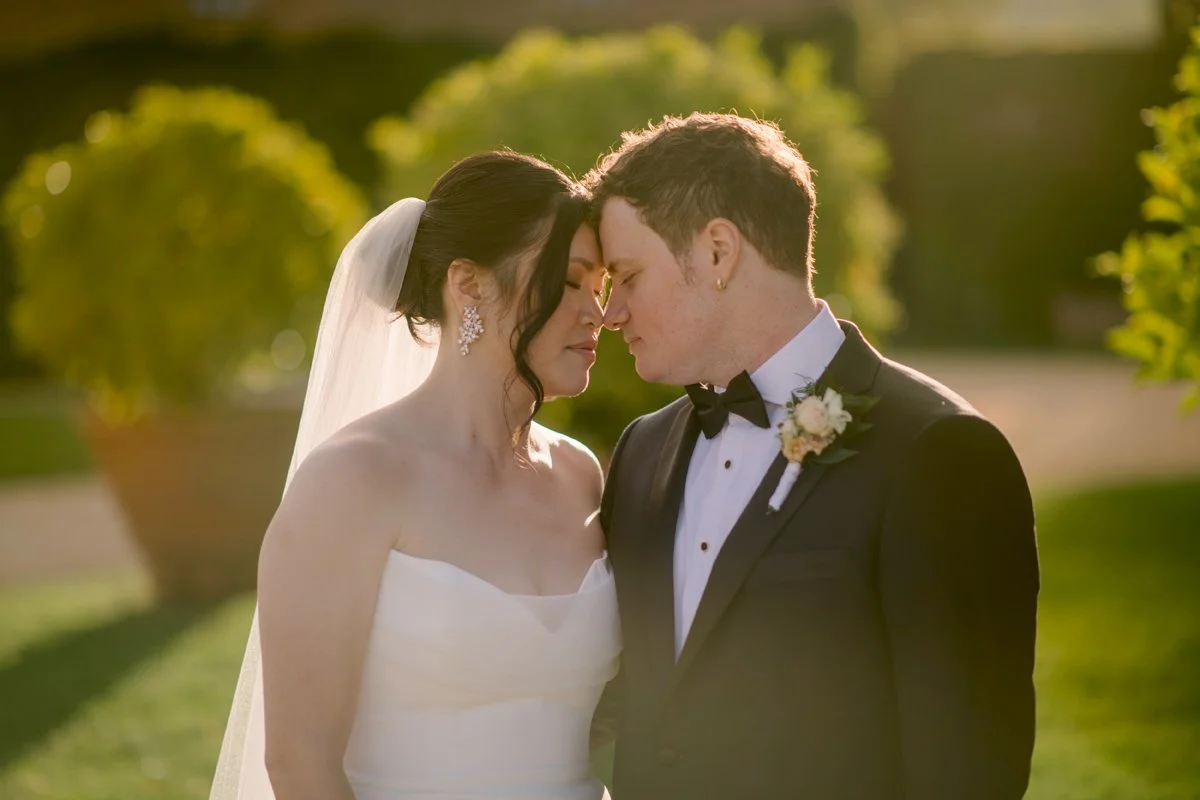 Bride and groom sharing a intimate moment at sunset , Tuscany destination wedding