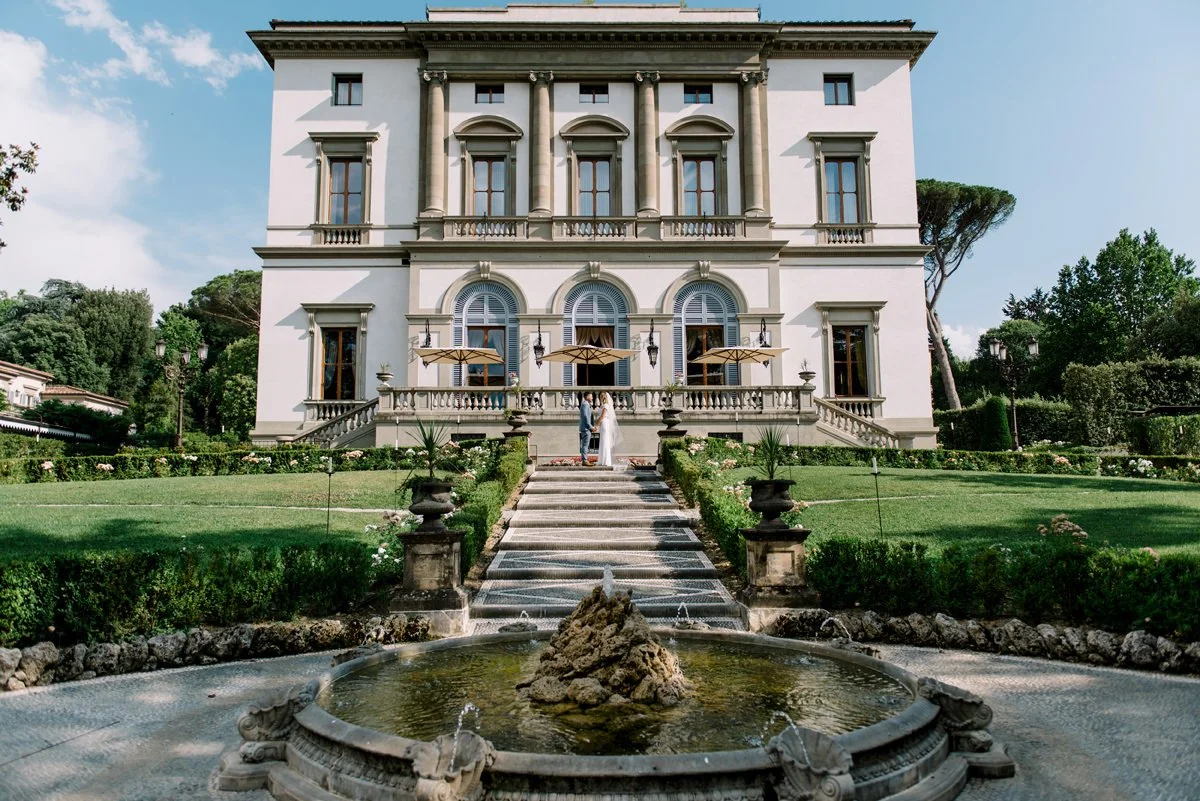 Villa Cora wedding venue in Florence, showing the historic villa, gardens, and elegant surroundings.